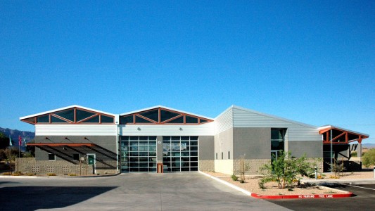 apache juction fire station 264. fire service, public works, health and safety. exterior finished design. sustainable and modern design elements. Phoenix Arizona based architecture firm. 