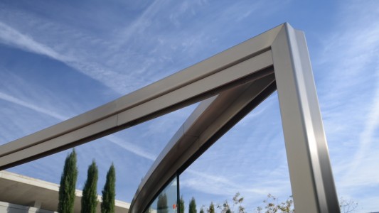 exterior structure for the Dan Graham Art Installation display at the Phoenix Art Museum. contemporary and modern designs. LEA Architects. 