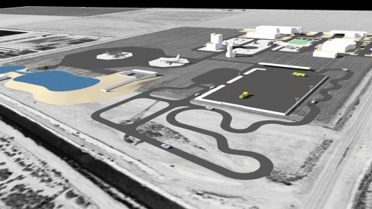 3D rendering for the goodyear fire training facility. public works, for health and safety enforcement. planning and process into the design. sustainable and integrative works. 