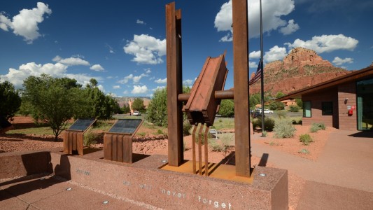 sedona 9/11 memorial. structures to serve and honor. civic and cultural architecture. public works. memorial building and structure. 