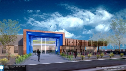 AZ Labs, designed by LEA Architects, based in Phoenix AZ. Cyber crime prevention lab. modern and contemporary design, reflecting the occupational goals of workers. 